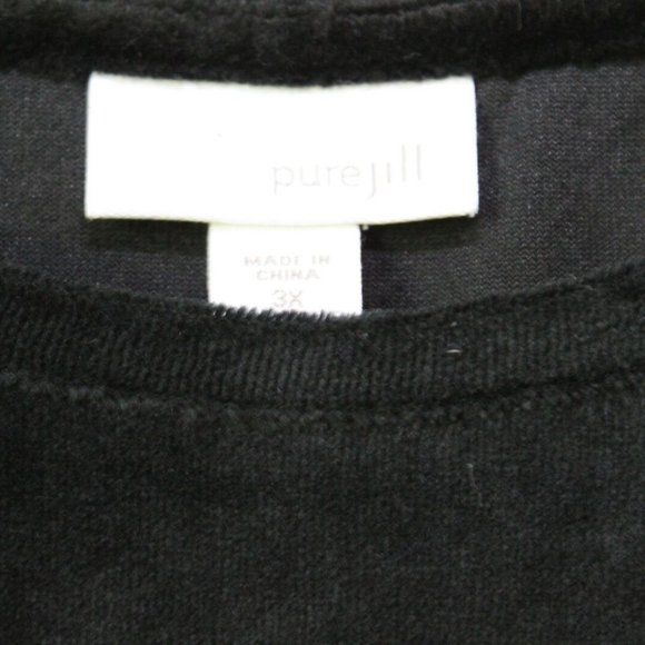 Pure J. Jill Long Sleeve Velvet Velour Dress Black Pockets Plus Size 3X H13093 - Picture 3 of 10